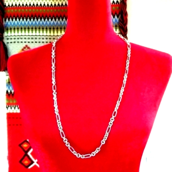 Y2k DAVID YURMAN Twist Sterling Silver Links 18k Clasp Claw Figaro 32" Necklace - Picture 7 of 16